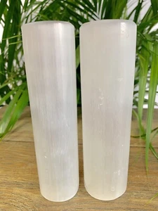 "Armonizador de cilindro de selenita de 4"" piedra de carga de cristal Reiki chakra meditación 2" - Imagen 1 de 6