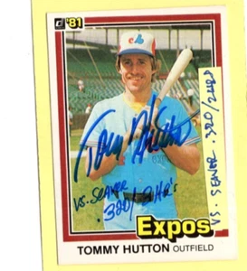 Autographed Tom Hutton Vs. Seaver .320/3 HR's added Expos Donruss 1981 - Picture 1 of 1