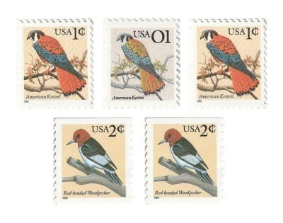 USA Stamp _ USA Postage Stamp 1 Cent & 2 Cent Bird Image 5 Pcs Total - Image 1 of 4