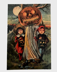 Postal cabeza de calabaza de Halloween para niños de la colección Ken Brown (H14) - Imagen 1 de 7