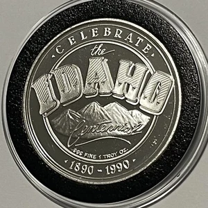 1990 Cataldo Mission Idaho Centennial Rare Coin 1 Troy Oz .999 Fine Silver Round - Bild 1 von 8