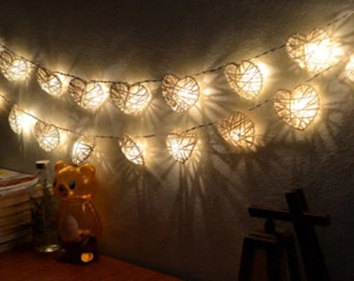 100 White Heart Cane Rattan Light Wedding Balconey Room Patio10m LONG AUS Plug - Image 1 of 4