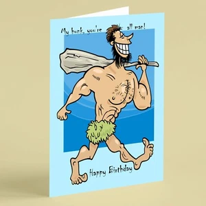 Cave man humour birthday card suitable for husband boyfriend friend - Picture 1 of 1