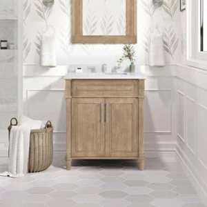 Home Decorators Bath Vanity 30" Concealed Hinges, Predrilled, Wood Antique Oak - Picture 1 of 12