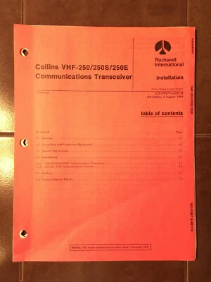 Rockwell Collins VHF 250, 250S y 250E manual de instalación Foto 1 de 4
