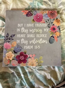 Psalm 13:5 Wall Canvas gray, pink, purple, blue, peach, green Jesus God Bible - Picture 1 of 7