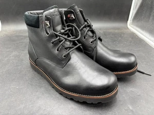 UGG Seton TL Black Leather Fur Boots Mens Size 11 EUC Waterproof Warm Work Snow - Picture 1 of 15