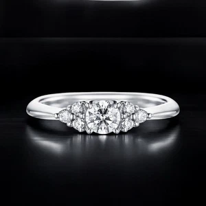 Lab Created 0.70 Ct Round Cut Diamond Engagement Ring 14K White Gold - Picture 1 of 9