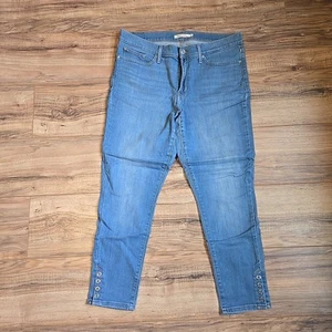 Pantalones de mezclilla ajustados moldeadores Levis 311 para mujer lavado claro talla 32 botones al tobillo - Imagen 1 de 10