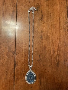 BRIGHTON Ability To Love Crystal Rock Silver Teardrop Necklace. #1301 - Picture 1 of 5