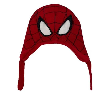 Chapéu gorro Spider-Man Marvel abas de orelha malha infantil bordado lã dentro - Imagem 1 de 4