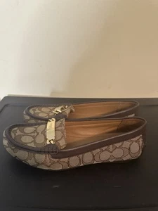 Coach Signature C Brown/Tan Driving Moccasin/Loafer 7.5 - Picture 1 of 6