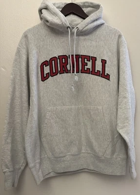 Толстовка с капюшоном мужская Cornell University Champion обратного плетения серая большой размер - Изображение 1 из 4