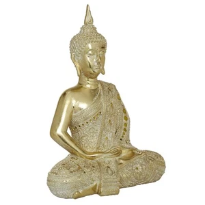 79 Polystone Buddha Decorative Sculpture Meditating Carved Home Decor Statue wit - Picture 1 of 9