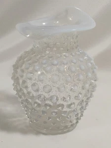 Vintage Fenton French Opalescent Glass Hobnail Vase/ Pitcher 5 1/2" Tall - Picture 1 of 7
