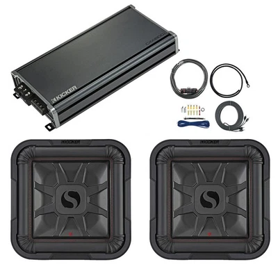2x Kicker 10" 1000W Max 2-Ohm Car Audio Subwoofer, 1800W Max Class D Amplifier - Image 1 of 4