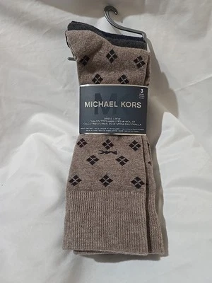Nuevo con etiquetas Calcetines de vestir Michael Kors para hombre 3 pares elásticos beige gris azul OS Foto 1 de 4