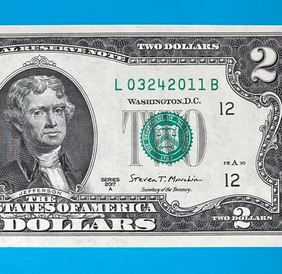 March 24, 2011 (L 03242011 B) BIRTHDAY Note $2 Two Dollar Bill *UNC* - Image 1 of 4