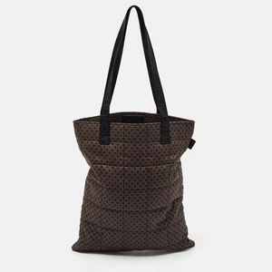Aigner Brown/Black Logo Printed Nylon Tote - Picture 1 of 10