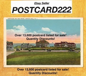 RI Watch Hill 1908-29 vintage postcard COTTAGES ON THE POINT & AUTOMOBILES - Picture 1 of 1