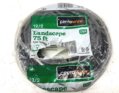 Cable de iluminación de paisaje de bajo voltaje trenzado negro Cerrowire 75 pies 12/2 Foto 1 de 2