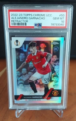2022/23 Alejandro Garnacho Topps Chrome Refractor Rookie RC PSA 10 - Image 1 of 2