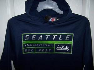 Seattle Seahawks Blue Hooded Sweatshirt Mens Large New with Tags - Picture 1 of 1