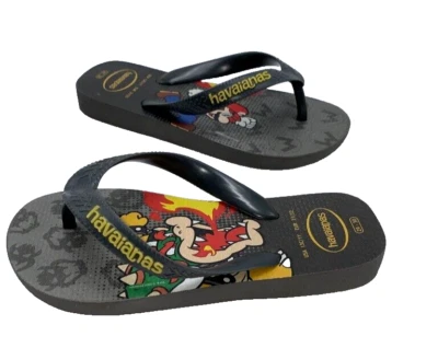 Chanclas Havaianas Mario Brothers Gris Niño Talla 13/1 Usadas en Excelente Condición Foto 1 de 4