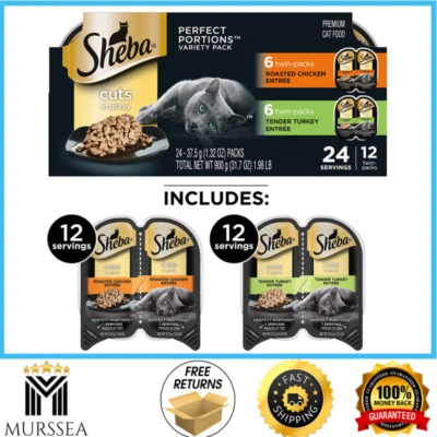 Sheba Perfect Portions Cuts in Gravy Wet Cat Food Tray Variety Packs