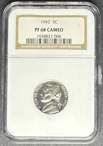 1962 Proof Jefferson Nickel NGC PF-68 Cameo, Buy 3 Items, Get $5 Off!! - Picture 1 of 2