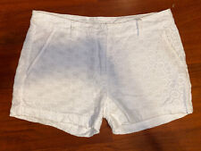 GARNET HILL Women's White Eyelet 100% Cotton Shorts Size 4 Flat Chino Summer