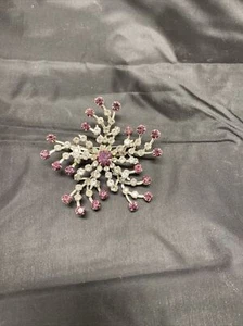 Vintage Atomic Starburst Brosche mit Krappen Anstecknadel Amethyst Strass Deko - Bild 1 von 2