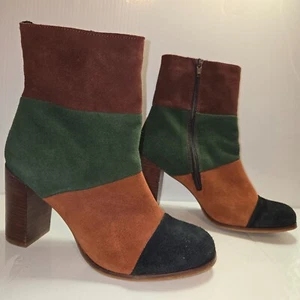 Musse & Cloud Damen mehrfarbig Patchwork Wildleder Stiefeletten Größe 8M - Bild 1 von 4