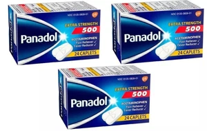PANADOL Extra Strength 500 mg Acetaminophen Pain, fever Relieve 24 Caplets - Picture 1 of 2