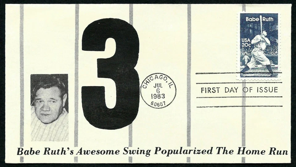 USA, SCOTT # 2046, D-200 FDC COVER - BABE RUTH BASEBALL LEGEND AWESOME HOME RUN - Image 1 of 1