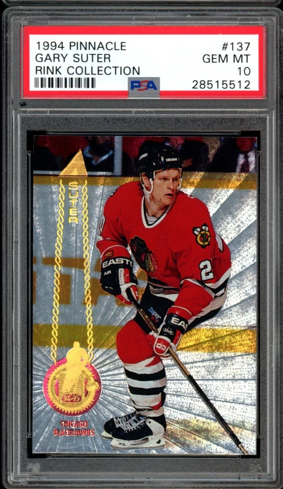 1994 Pinnacle Rink Collection NHL #137 Gary Suter PSA 10 GEM MINT Black Hawks - Image 1 of 2