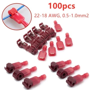 100Pcs T-Tap 22-18 AWG Quick Splice Wire Insulated Terminal Connectors Combo - Picture 1 of 11