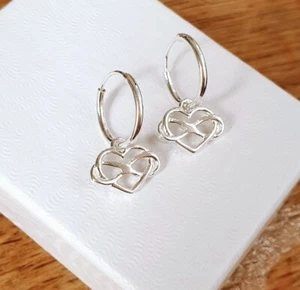 Kelly England. Sterling Silver Infinity Heart Hoops. Gift For Her - Picture 1 of 2