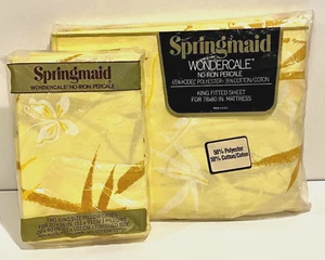 Vintage Springmaid Wondercale King Spannbettlaken 78x80 & King Kissenbezüge Neu aus altem Lagerbestand - Bild 1 von 9