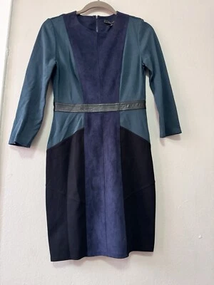 BCBG MAXAZRIA DRESS BEATRIZ GREEN BLUE BLACK Small  BEATRIZ SUEDE - Image 1 of 3