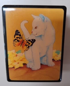 Vtg 1980's Music Trinket Box Cat Butterfly I'd Like To Teach The World To Sing - Picture 1 of 6