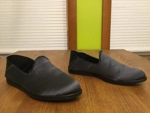 Pedro Garcia Navy blue￼ Silk￼ Satin raw edge trim￼ Loafer W/Black Leather Sz 6￼￼ - Picture 1 of 10