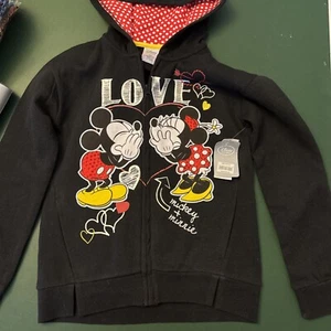 Minnie Mickey Mouse Zip-Up Hoodie for Girls BLING! Disney Store Size 9/10 NWT! - Picture 1 of 8