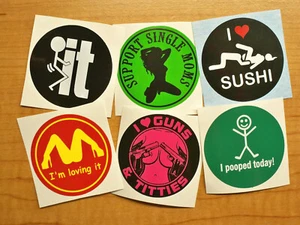 6 Funny Hard Hat Stickers \ Single Moms Stripper Sushi F-it Loving It Sarcastic - Picture 1 of 1
