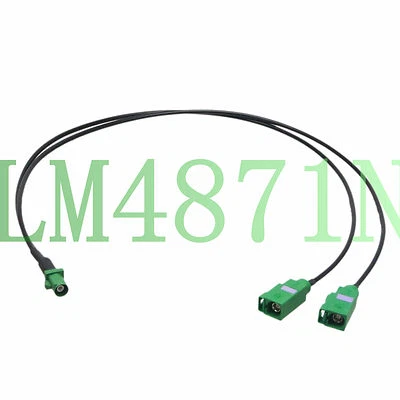 cable Fakra E green 6002 to Y type 2x TV1-E-SMB 1M2F RG174 20" Combined pigtail - Image 1 of 4