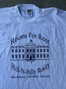 Vtg Bill Clinton Hillary White House Political Parody SS T-Shirt Election - Picture 1 of 6