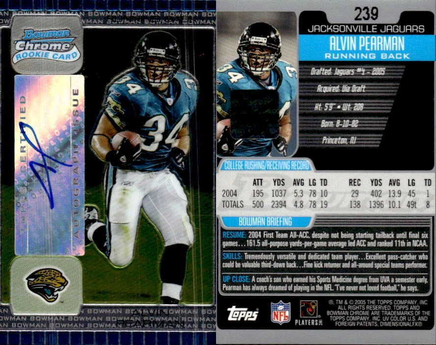 2005 Bowman Chrome #239 Alvin Pearman AU G RC - NM-MT - Image 1 of 1