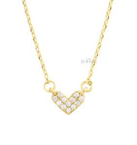 14K Gold 0.12 CT VS/F-G Diamond Unique Heart Pendant Necklace - The Jewelz - Picture 1 of 3