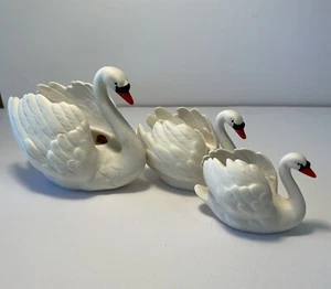 Set Of 3 Vintage Goebel W. Germany Porcelain Swan Figurines/Planters ZV 103/ - Picture 1 of 10