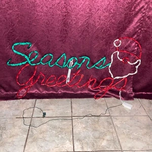 Mr. Christmas Seasons Greetings With Santa Light Sculpture 47” Wide X 22" High - Picture 1 of 7